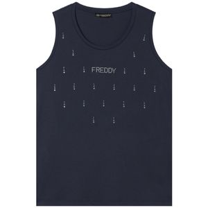Jersey tank top with metallic logo