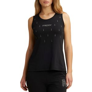 Jersey tank top with metallic logo
