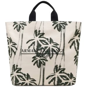 Borsa shopper in cotone stampa palme