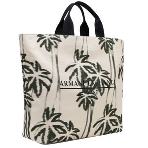 Borsa shopper in cotone stampa palme