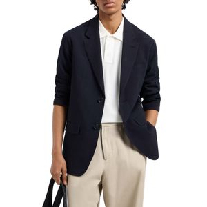 Navy single-breasted stretch cotton jacket