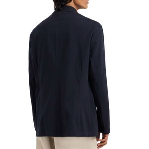 Navy single-breasted stretch cotton jacket