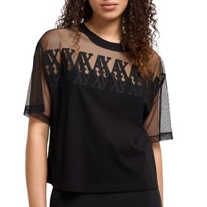 T-Shirt in cotone con inserto trasparente
