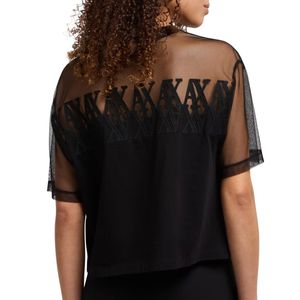 T-Shirt in cotone con inserto trasparente