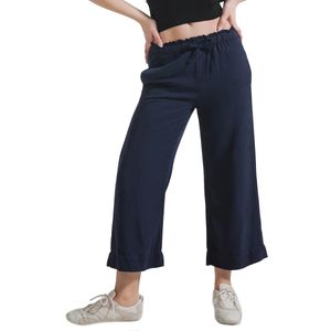 Pantalone cropped in lyocell con coulisse