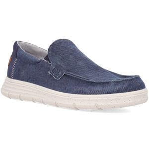 Blue fabric moccasin