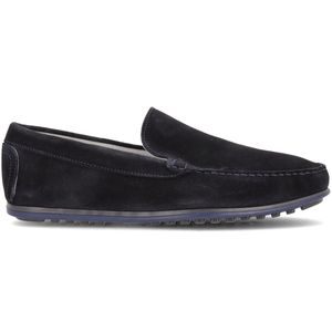 Blue moccasin in suede leather