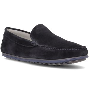 Blue moccasin in suede leather