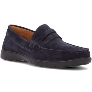 Blue moccasin with leather detail