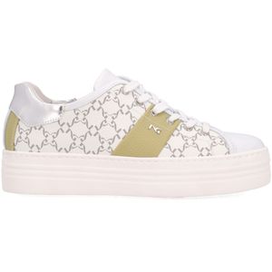 Sneakers bianche in cuoio con logo