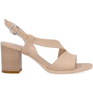 Beige leather sandal with heel