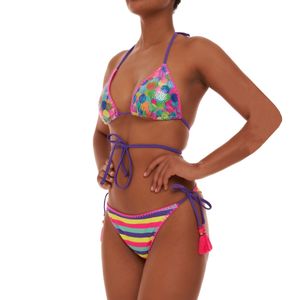 Triangle bikini with mixed patterns
