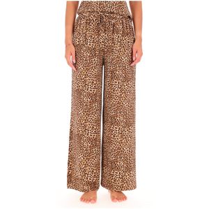 Animal print trousers with drawstring