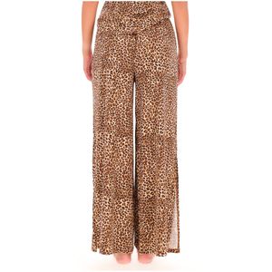 Animal print trousers with drawstring