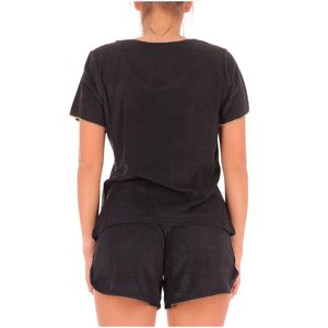T-shirt in cotone con orli oro