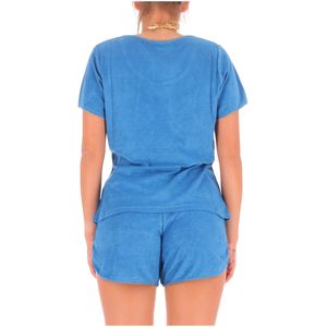 T-shirt in cotone con orli oro