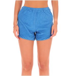 Shorts in tinta unita con orli oro
