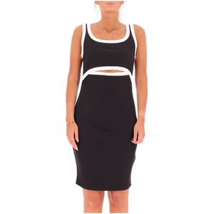 Black ribbed cotton dress