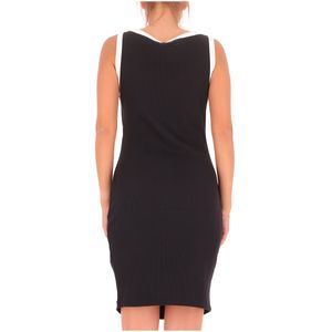 Black ribbed cotton dress
