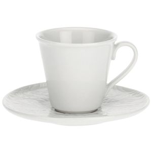 White Coffee Cup with Saucer Bosco