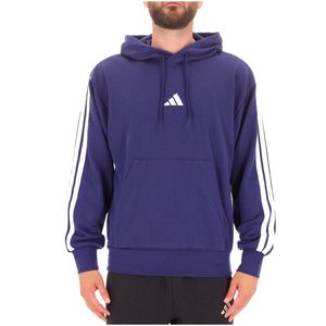 Felpa blu con cappuccio e logo bianco