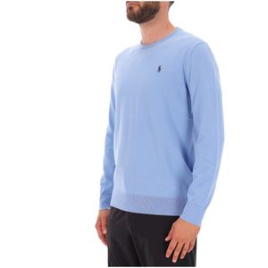 Maglione blu in cotone con logo