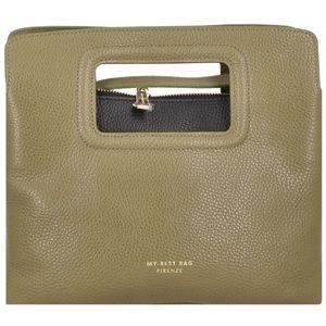 Two-tone square leather bag