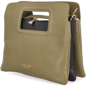 Two-tone square leather bag