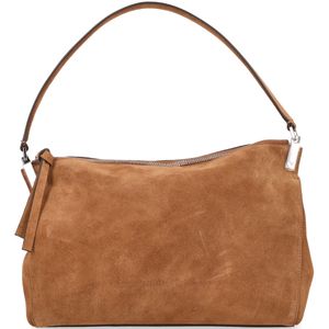 Brown suede shoulder bag