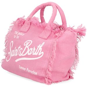 Borsa a mano Colette in lino rosa
