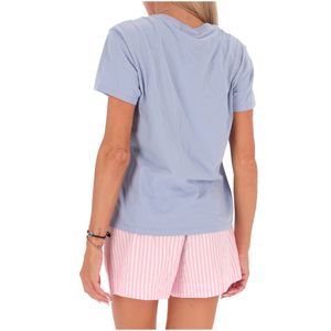 T-shirt Emilie blu con strass in cotone