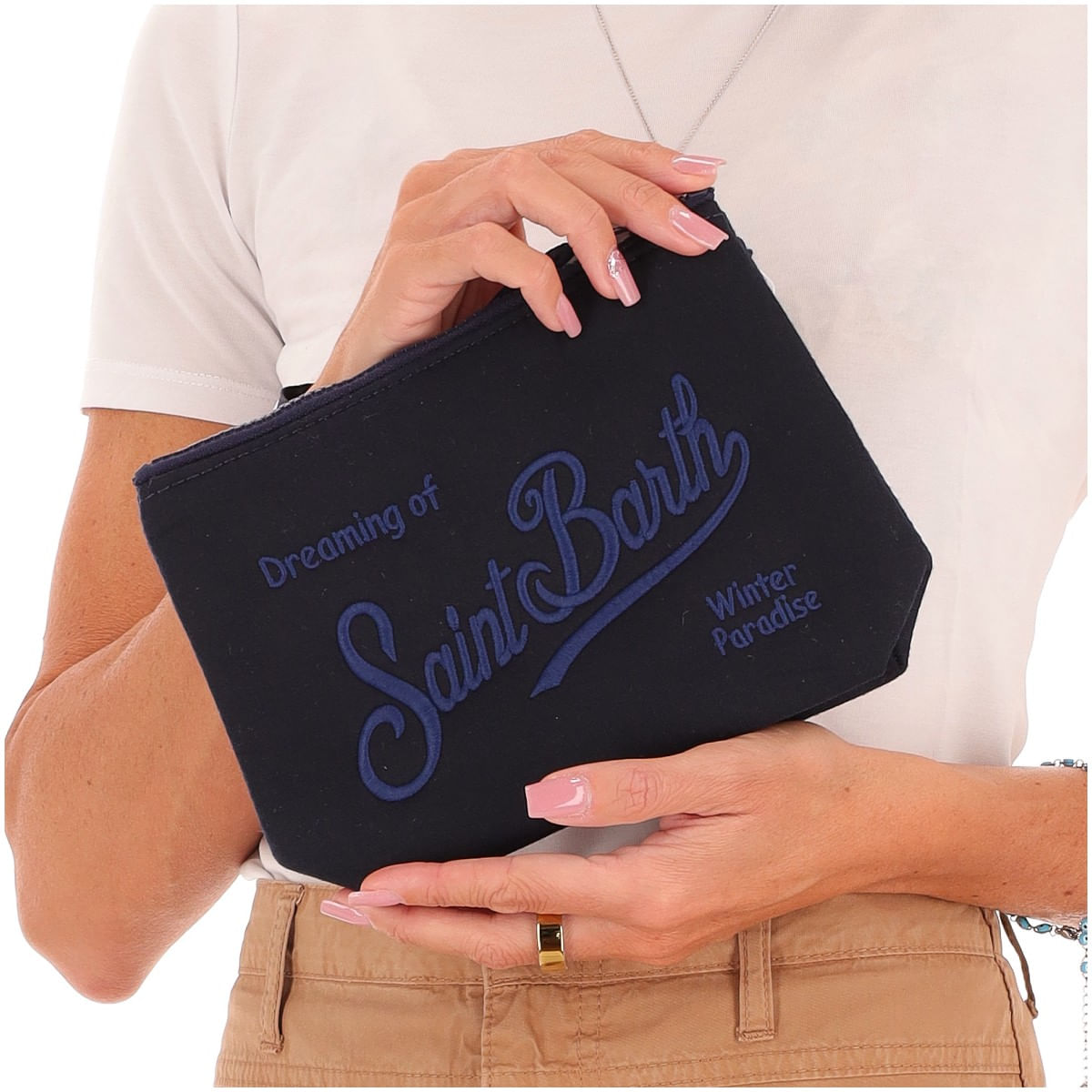 Mc2 Saint Barth Unisex Clutch Bag Aline Blue