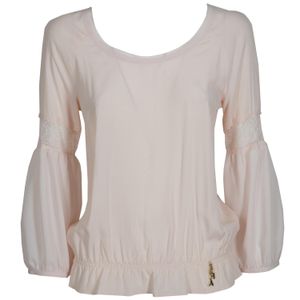 Georgette blouse with puff sleeves and lace details