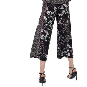 Pantalone in raso a palazzo con doppia fantasia