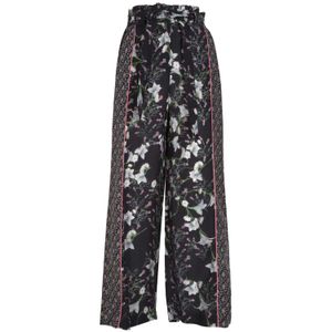 Pantalone in raso a palazzo con doppia fantasia