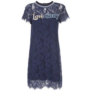 Blue lace dress with Love Story embroidery