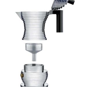 Caffettiera espresso con dettagli neri 6 tazze -