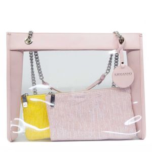 3 in 1 bag: transparent bag with two pouches included