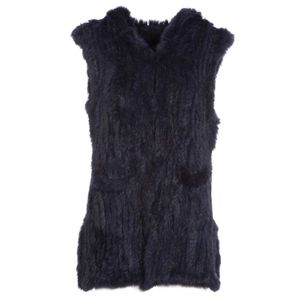Blue fur vest with hood