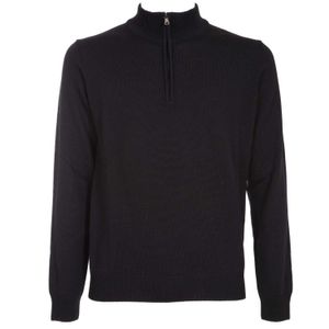 Pullover with half zip in merino wool