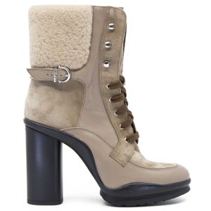 Boot with heel and fur