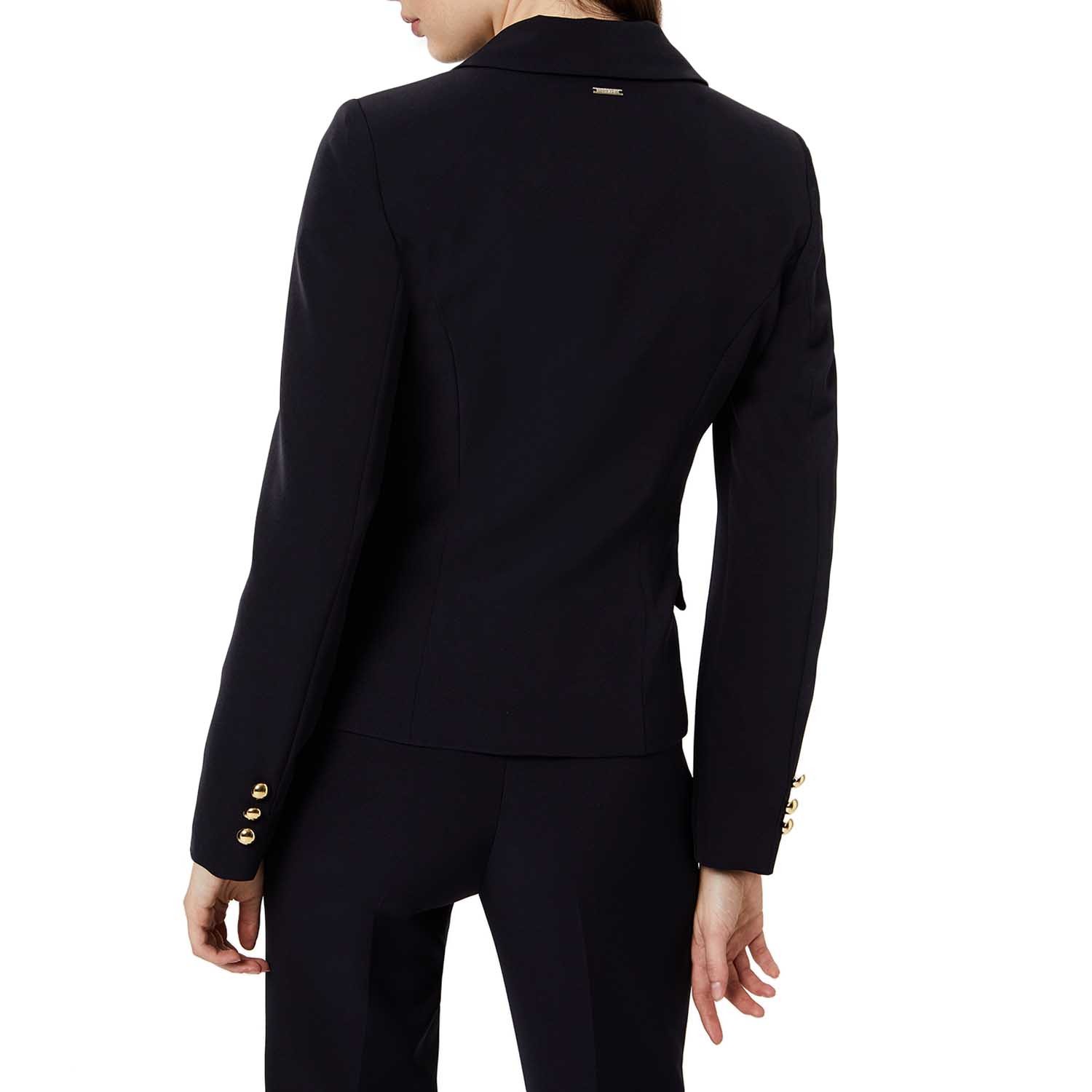 Giacca da donna con maniche a 3/4 con colletto a risvolto elegante nero Zarlena Blazer 