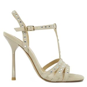 Suede sandal with shiny studs