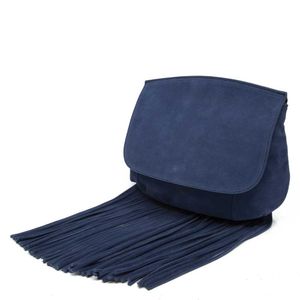 Suede leather bag with maxi fringes