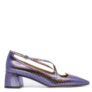 Blue and copper striped sandal