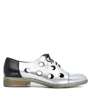 Two-tone perforated leather lace-up