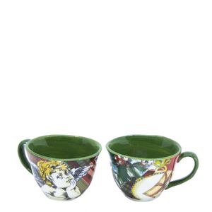 Set of two Xmas Tartan ceramic cups
