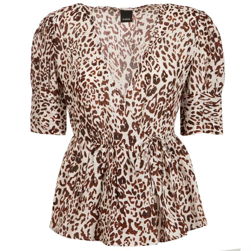 Pinko - Animalier ramie blouse on Arteni.it