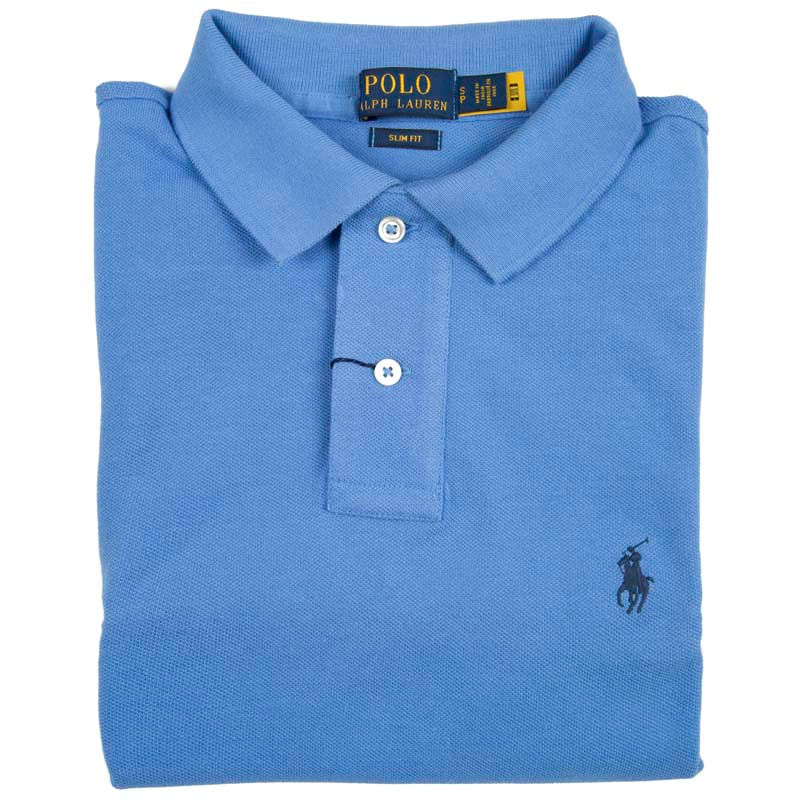 Polo Ralph Lauren - Light blue Slim Fit Polo with navy blue logo on  