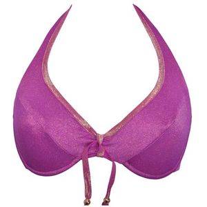 Purple bikini top with lurex